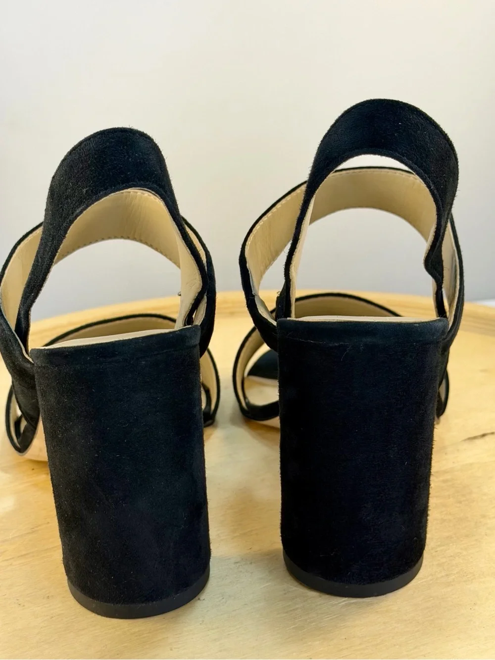Ann Taylor Black Suede Block Heel Slingback Sandals